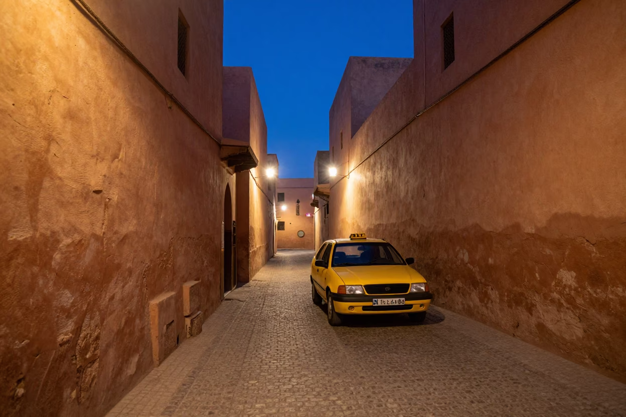 Hour Medina in Marrakech at The Last Blue Light Of Evening in in Marrakech, Morocco