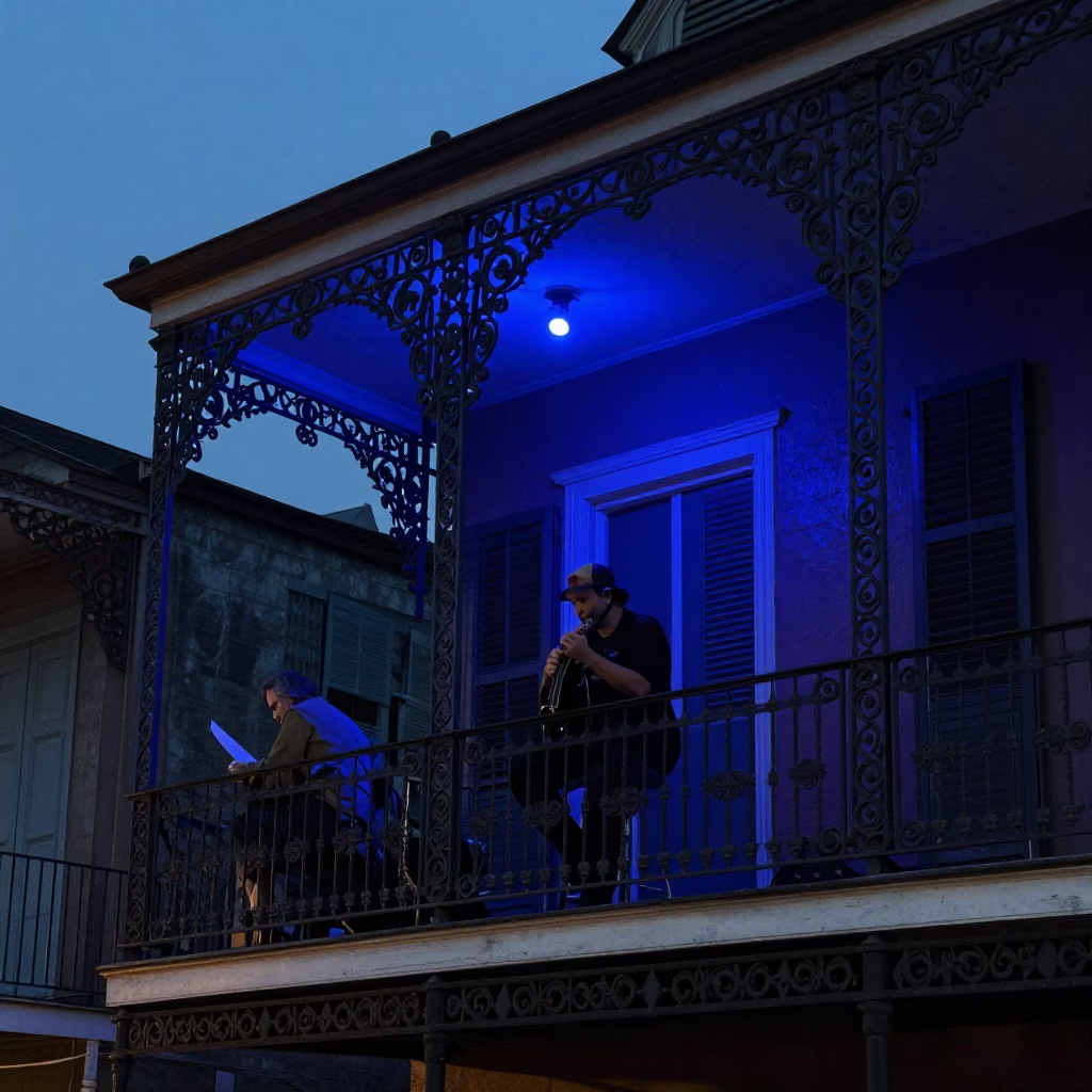 Hour Scene in New Orleans at The Last Blue Light Of Evening in in New Orleans, Louisiana, United States