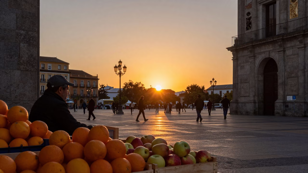 Hour Sunset at Sunset Light in Madrid in in Madrid, Spain