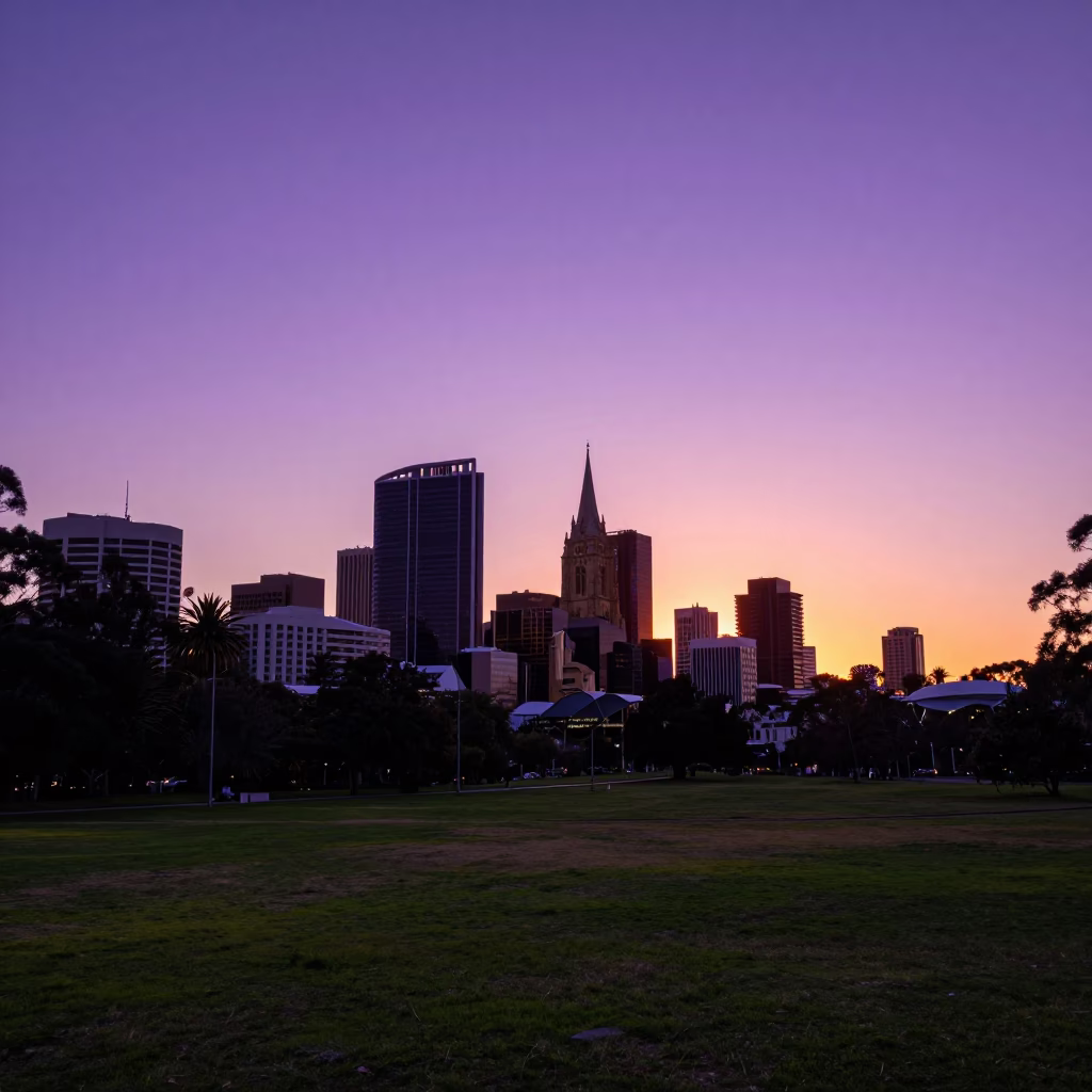 Hour Sunset in Adelaide at Sunset Light in in Adelaide, South Australia, Australia