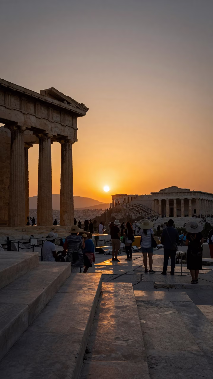 Hour Sunset in Athens at Sunset Light in in Athens, Greece