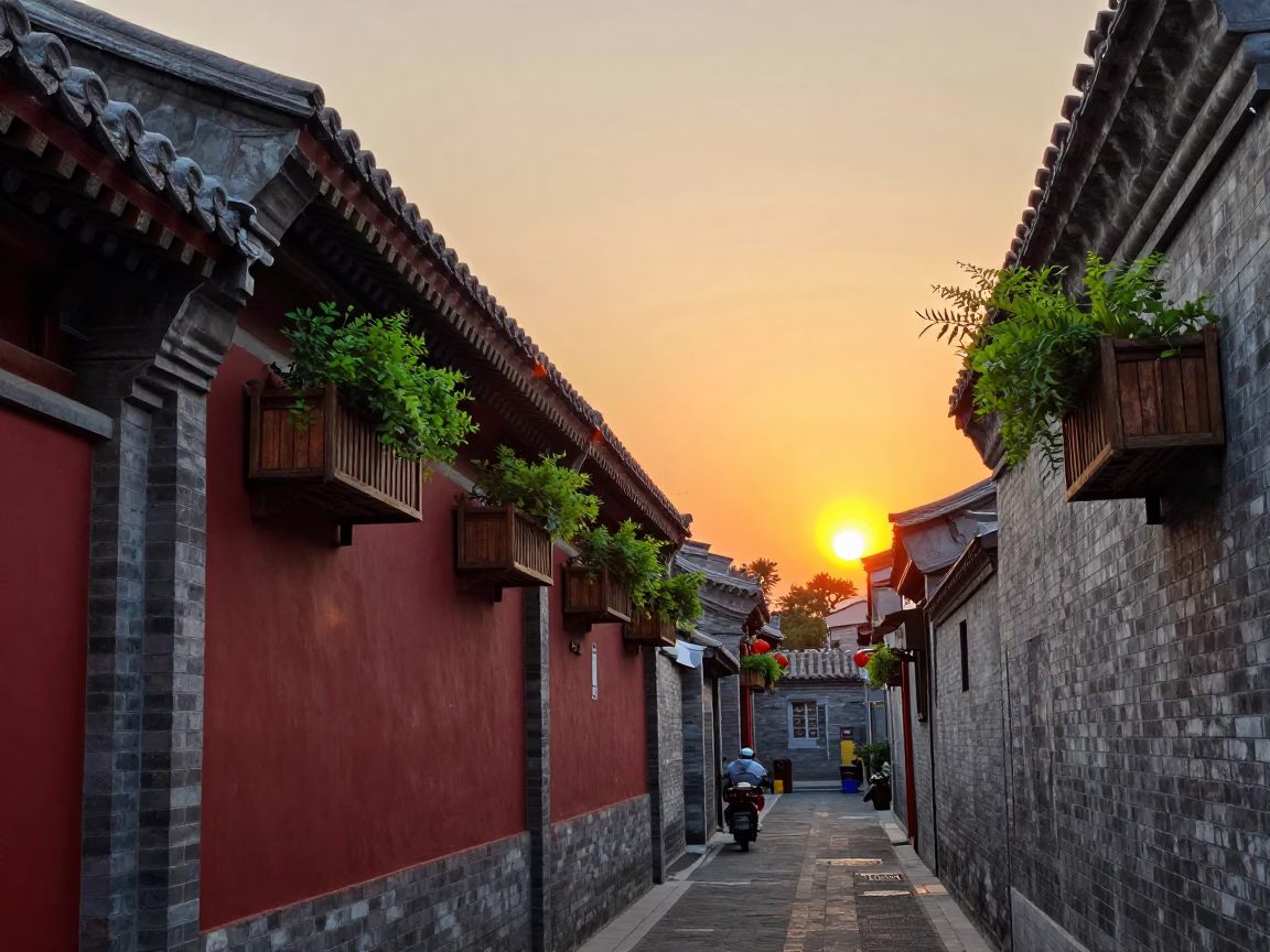 Hour Sunset in Beijing at Sunset Light in in Beijing, China