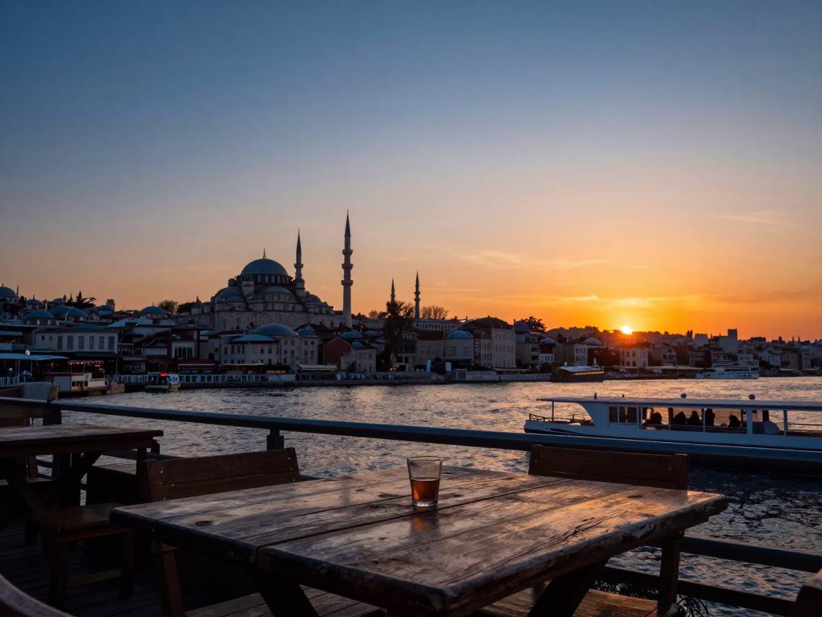 Hour Sunset in Istanbul at Sunset Light in in Istanbul, Turkey