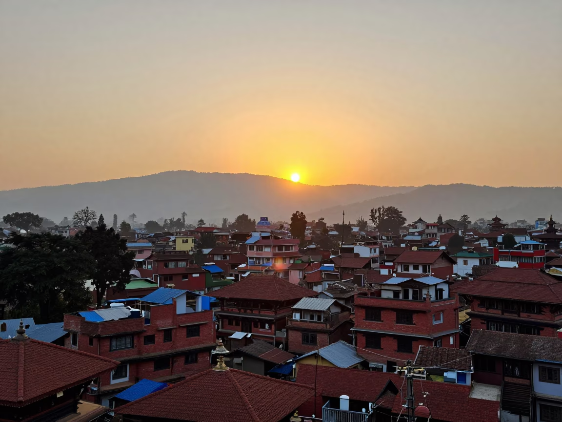 Hour Sunset in Kathmandu at Sunset Light in in Kathmandu, Nepal