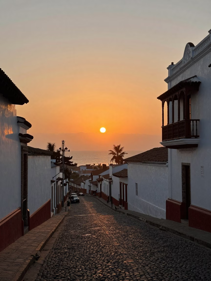 Hour Sunset in Lima at As The Sun Drops Toward The Horizon in in Lima, Peru