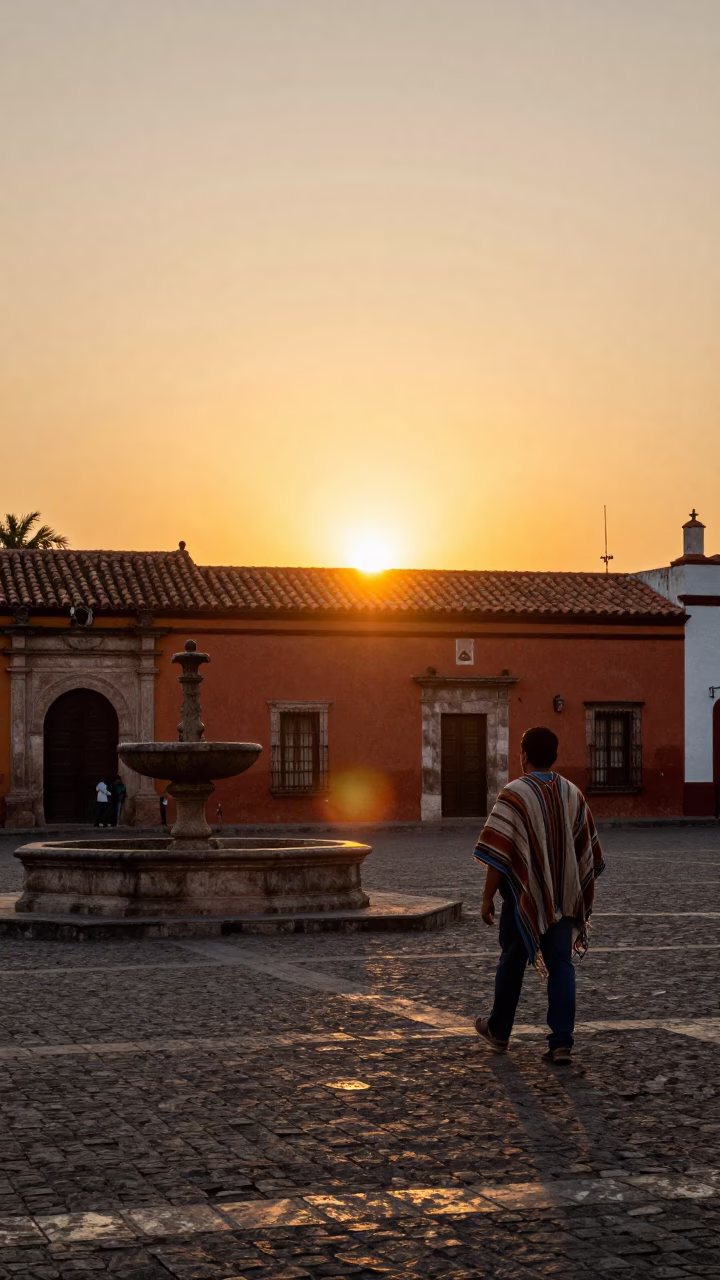 Hour Sunset in Oaxaca at As The Sun Drops Toward The Horizon in in Oaxaca, Mexico