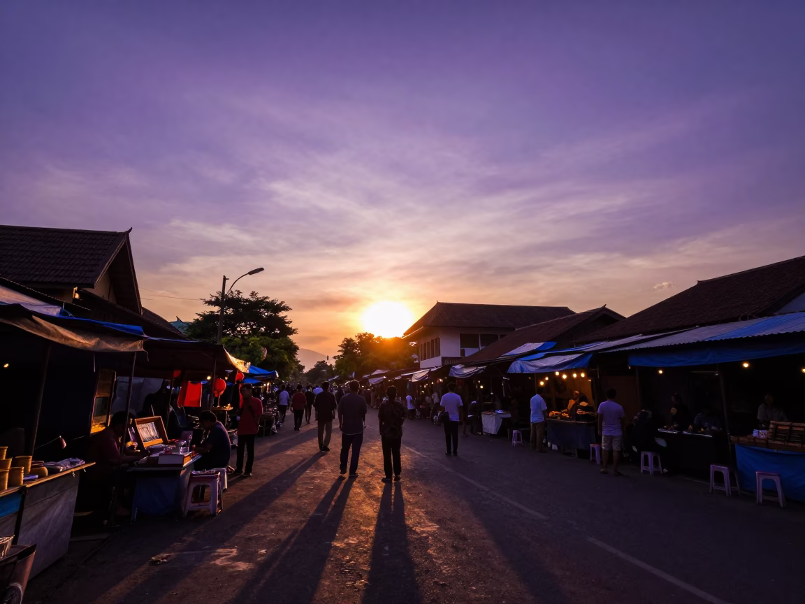 Hour Sunset in Yogyakarta at Sunset Light in in Yogyakarta, Indonesia