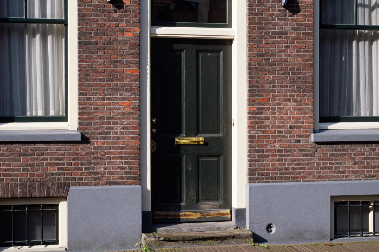 House Entrance in Amsterdam at Clear Late-afternoon Light in in Amsterdam, Netherlands