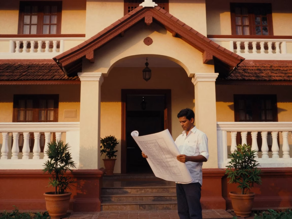House Entrance in Kochi at Honeyed Evening Light in in Kochi, India