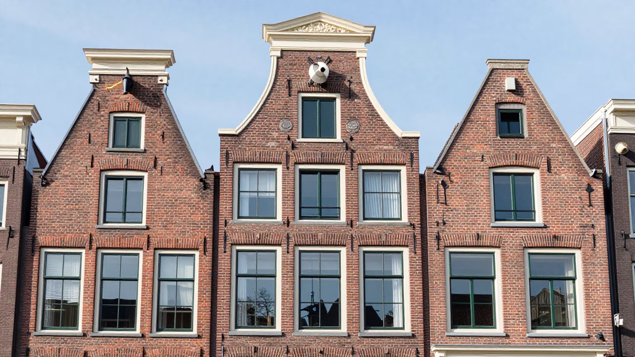 House Facade in Amsterdam at Bright Midmorning Light in in Amsterdam, Netherlands
