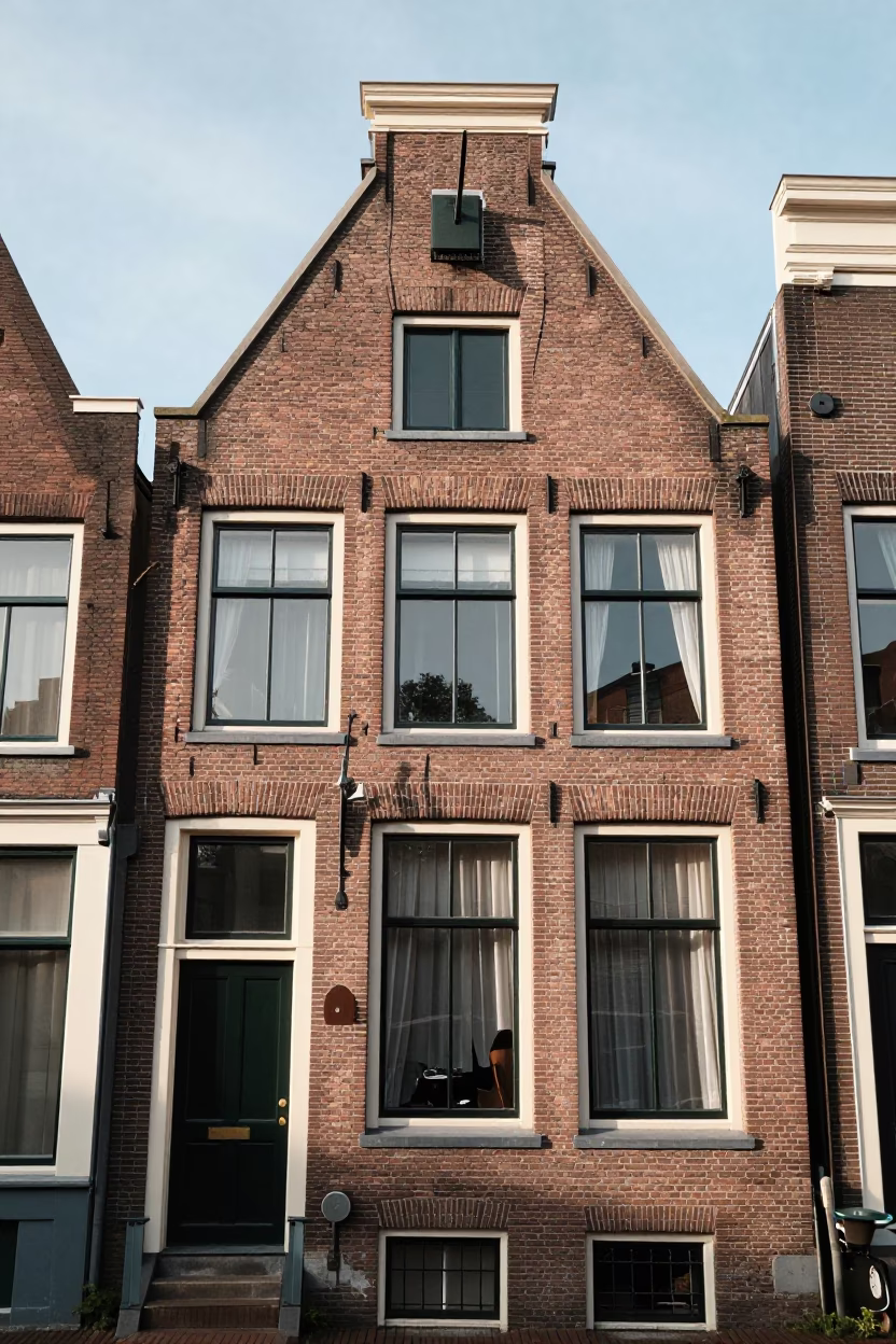 House Facade in Amsterdam at The Early Afternoon Light in in Amsterdam, Netherlands