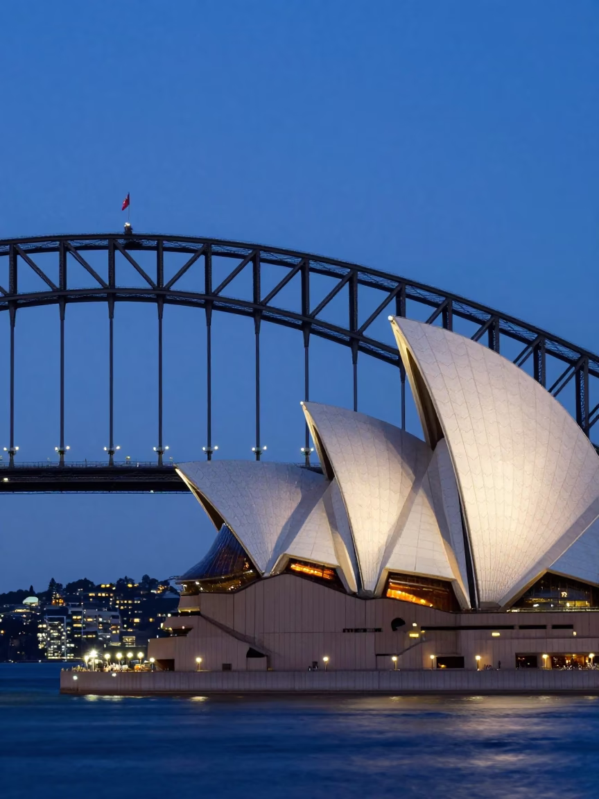 House Illuminated in Sydney at Blue Hour in in Sydney, New South Wales, Australia