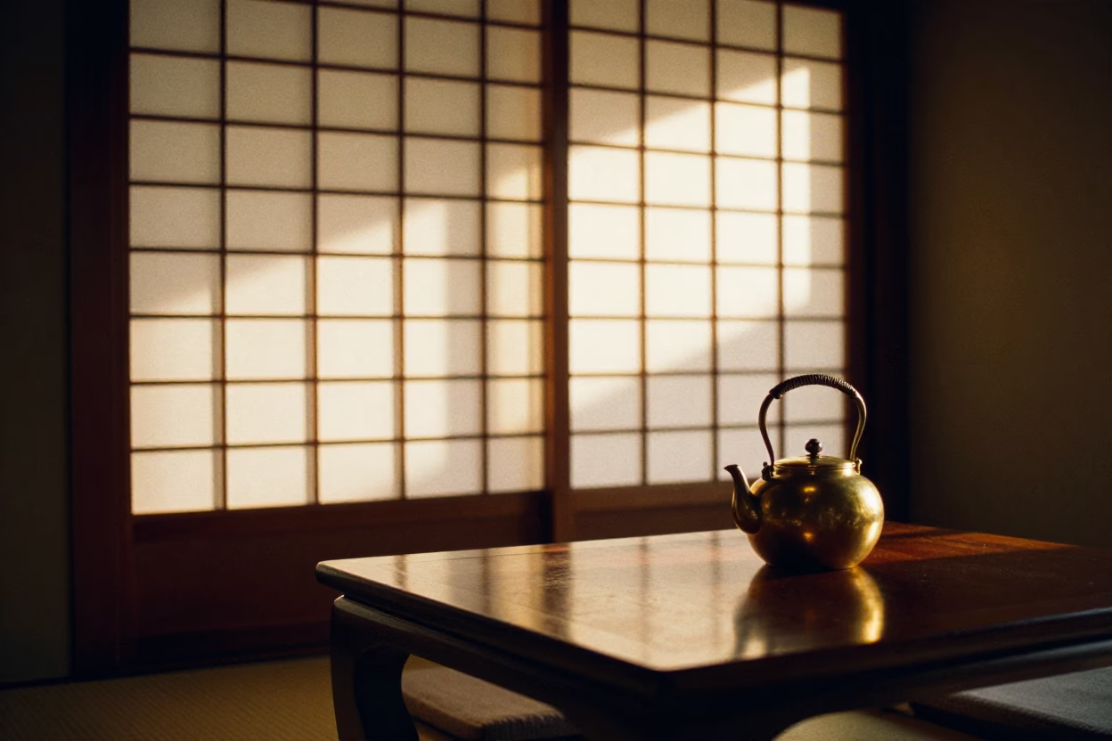 House Interior in Kyoto at Golden Hour in in Kyoto, Japan