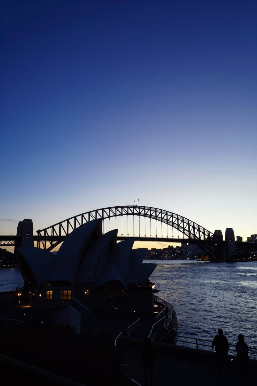 House Silhouette in Sydney at The Predawn Darkness Light in in Sydney, New South Wales, Australia