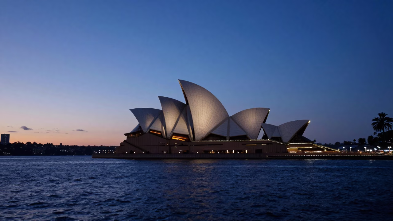 House Silhouette in Sydney at The Still Hours Before Dawn Light in in Sydney, New South Wales, Australia