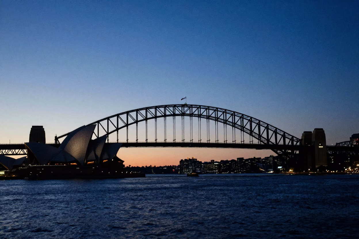 House Silhouetted at The Predawn Darkness Light in Sydney in in Sydney, New South Wales, Australia