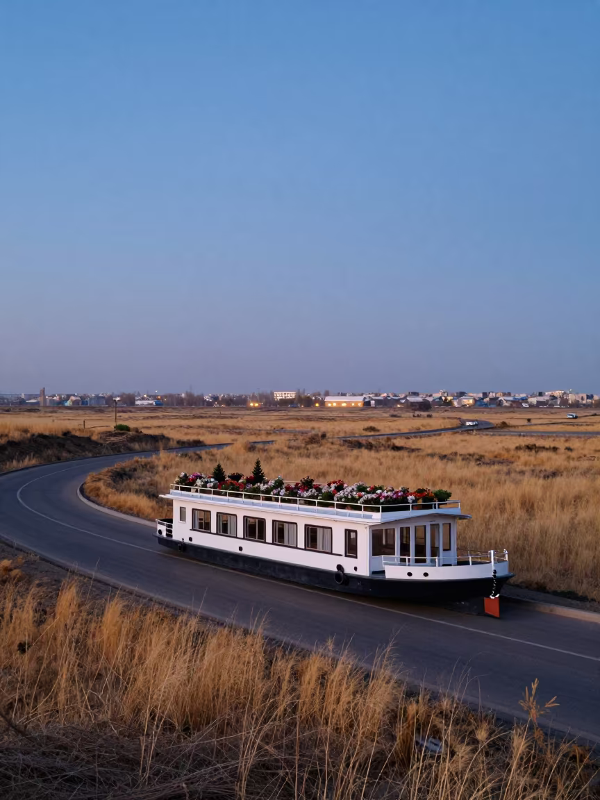 Houseboat Garden Roof Along Tashkent Switchback Road in along a switchback approach near Tashkent