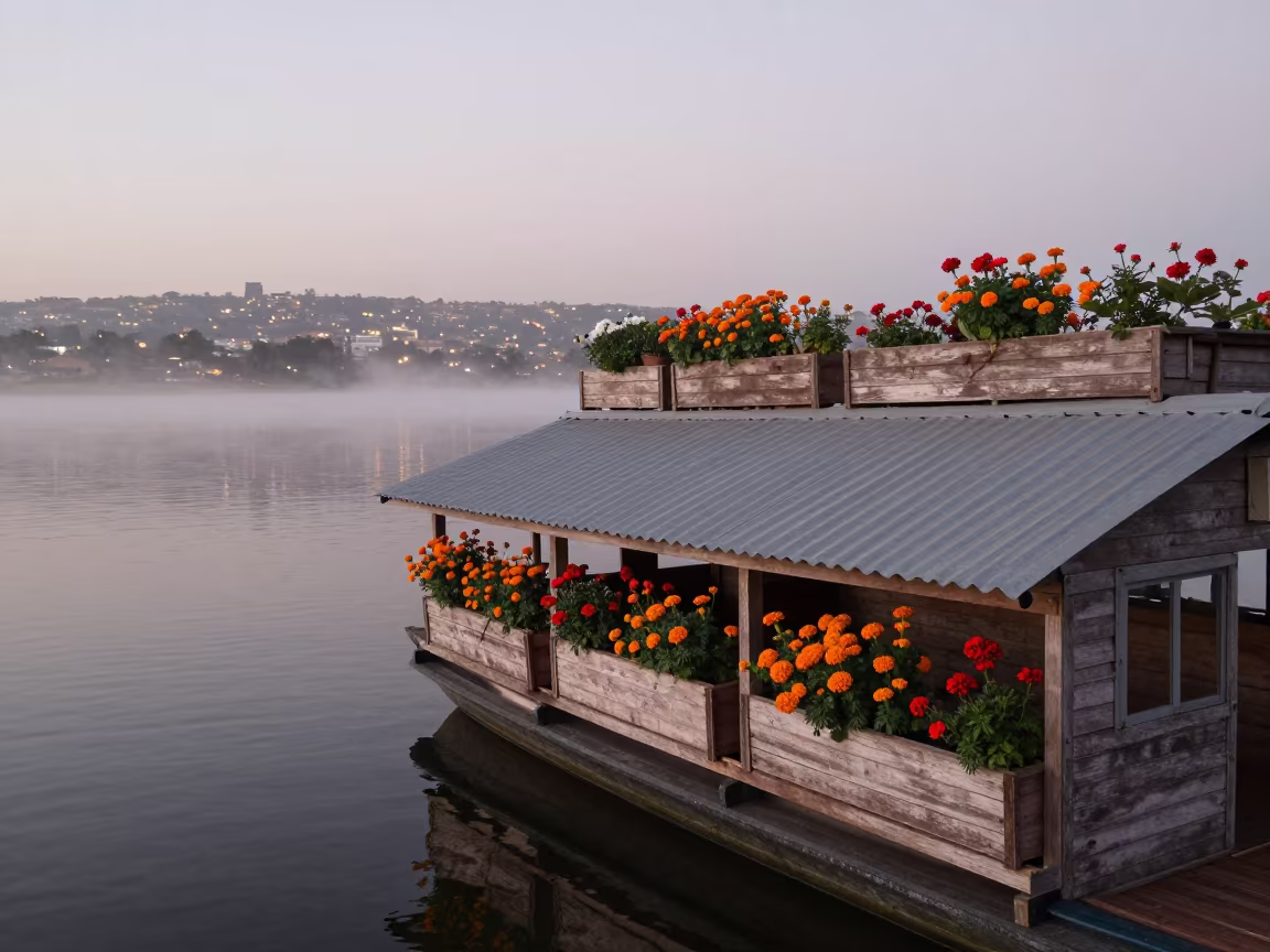 Houseboat Garden Roof Near Soweto at Dusk in near Soweto