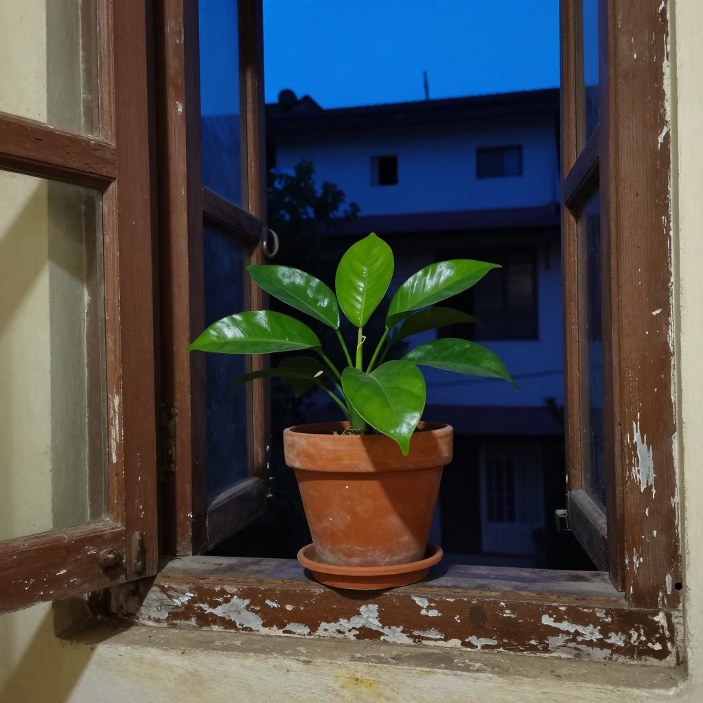 Houseplant at Blue Hour in Kolkata in in Kolkata, India