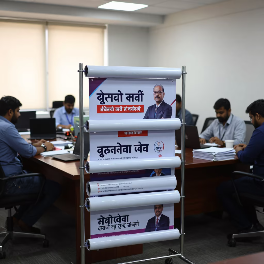HR Banner Rack in Delhi Office Midsummer in inside a conference room in Paharganj, Delhi