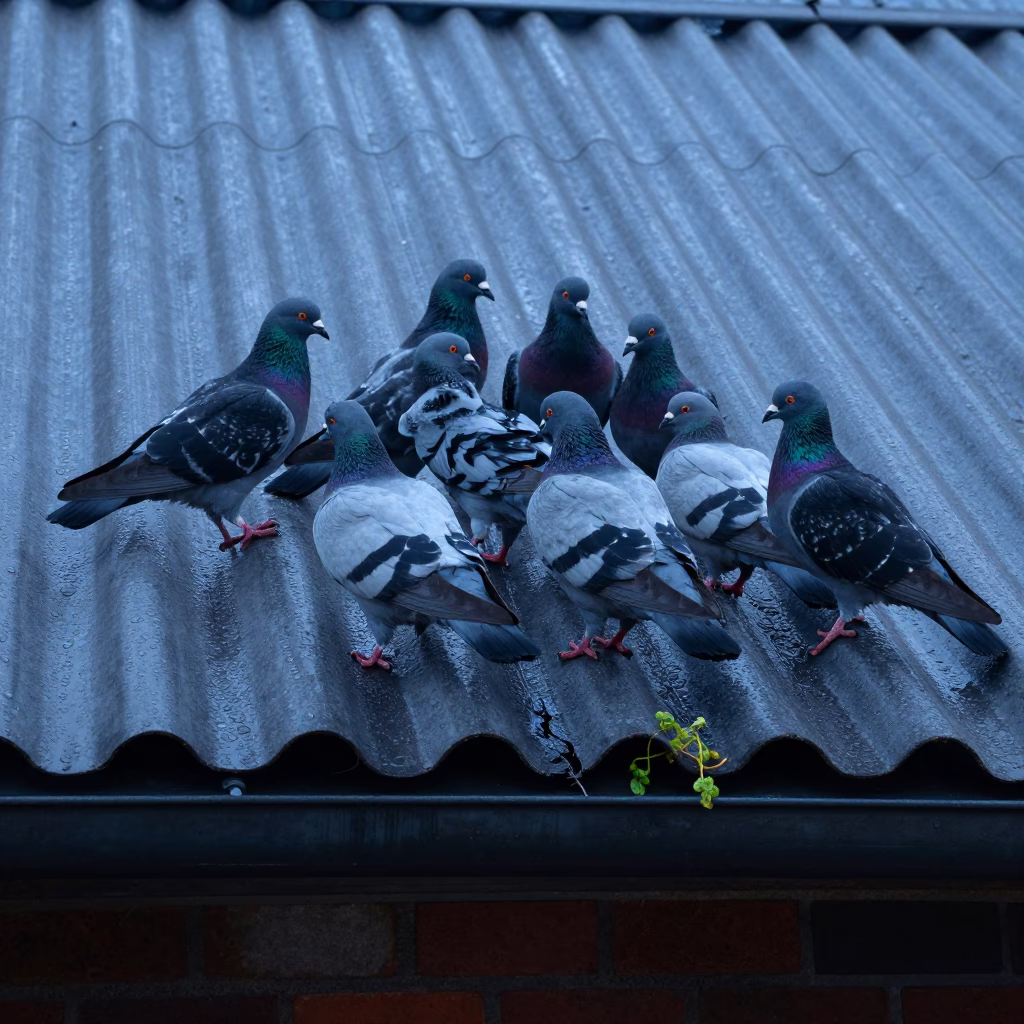 Huddled Pigeons in Melbourne in in Melbourne, Australia