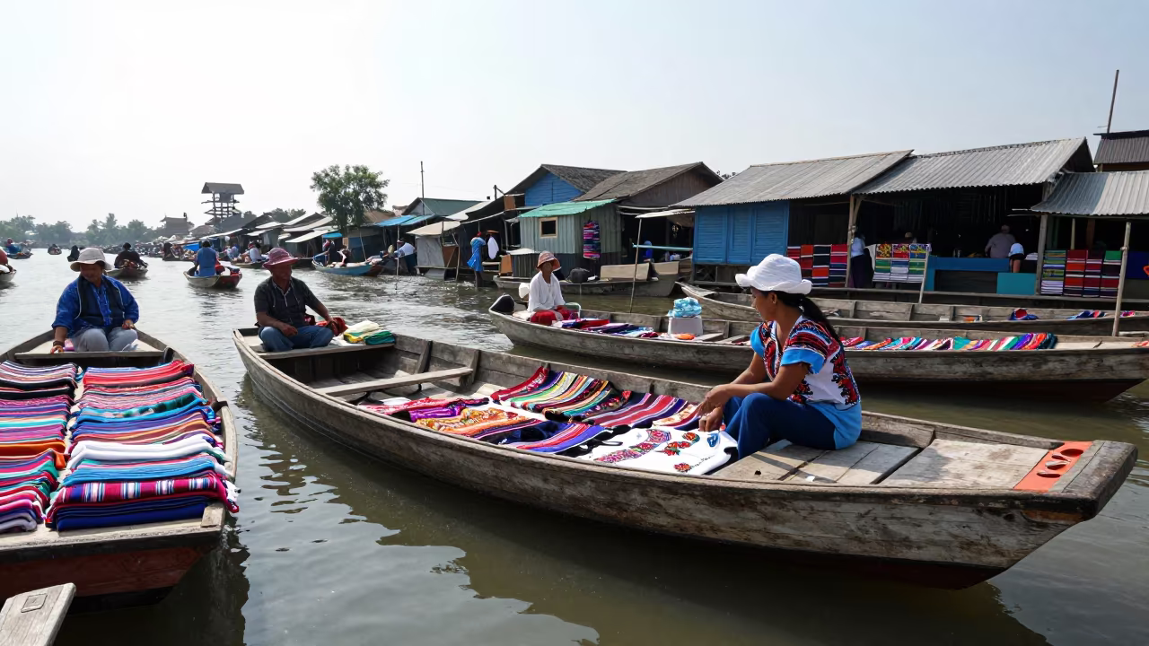 Huipil Vendor Boat Market Khushab Summer in at a floating market boat in Khushab