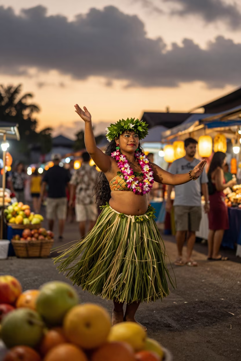 Hula Dancer at Chennai Night Market in at a night market in Chennai