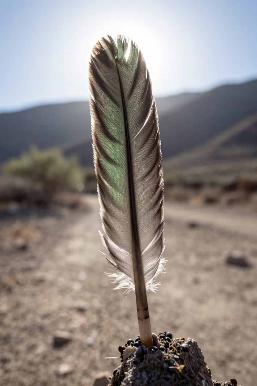 Hummingbird Feather Detail Green Light in along a game trail near Delhi