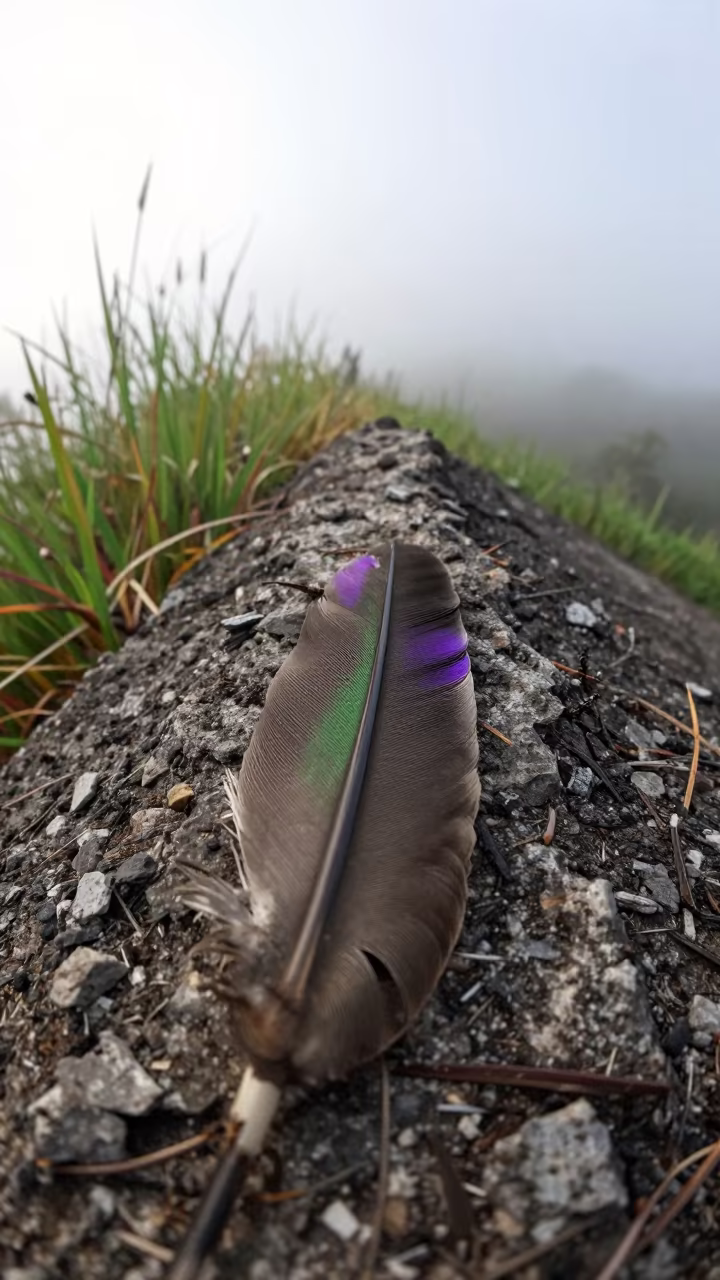 Hummingbird Feather Iridescence Dawn Ridge in on a wind-scoured ridge in New Jersey