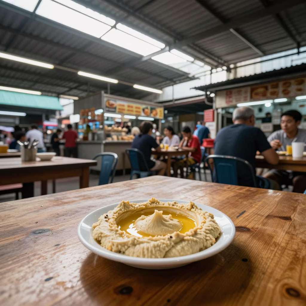 Hummus Spread in Singapore at As First Light Reaches The Scene in in Singapore, Singapore