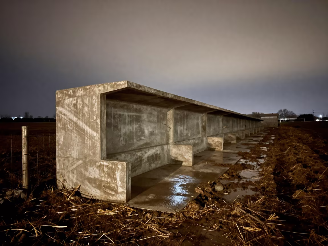 Hunan Livestock Biosecurity Boot Dip Night Station in along a muddy paddock fence in Hunan