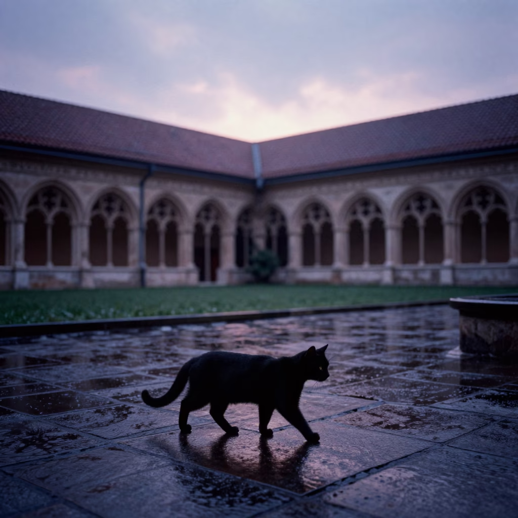Hungarian Cat in Budapest at Indigo Twilight After Sunset in in Budapest, Hungary