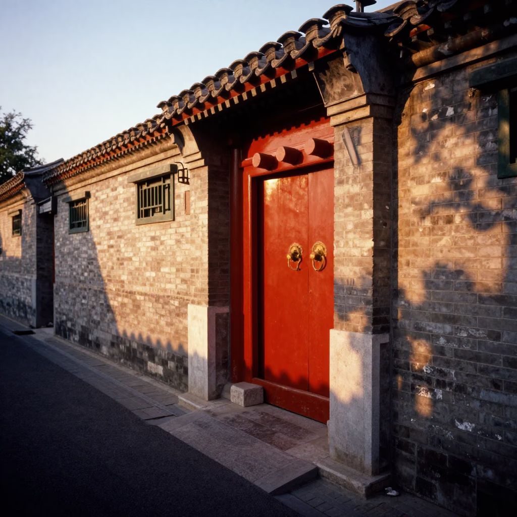 Hutong Alley in Beijing at Golden Hour in in Beijing, China