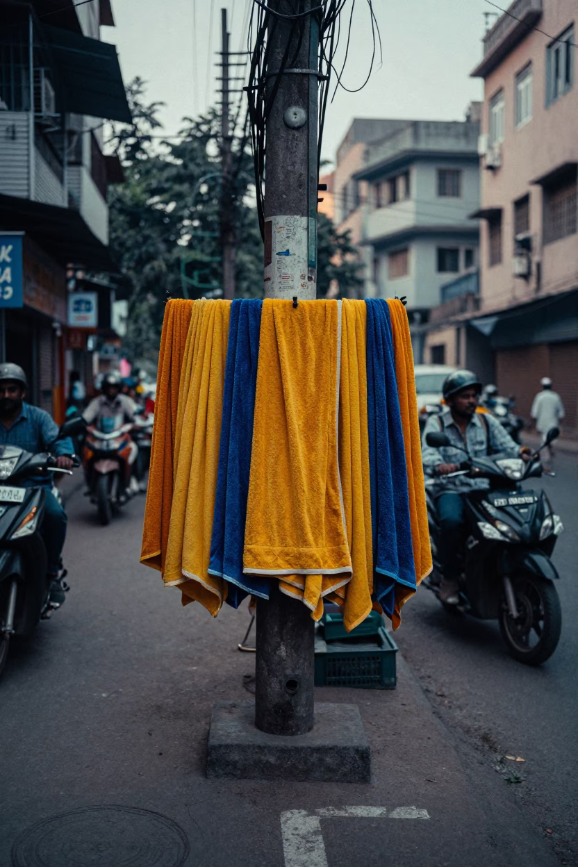 Hyderabad Street Scene at Early Morning Light in in Hyderabad, India