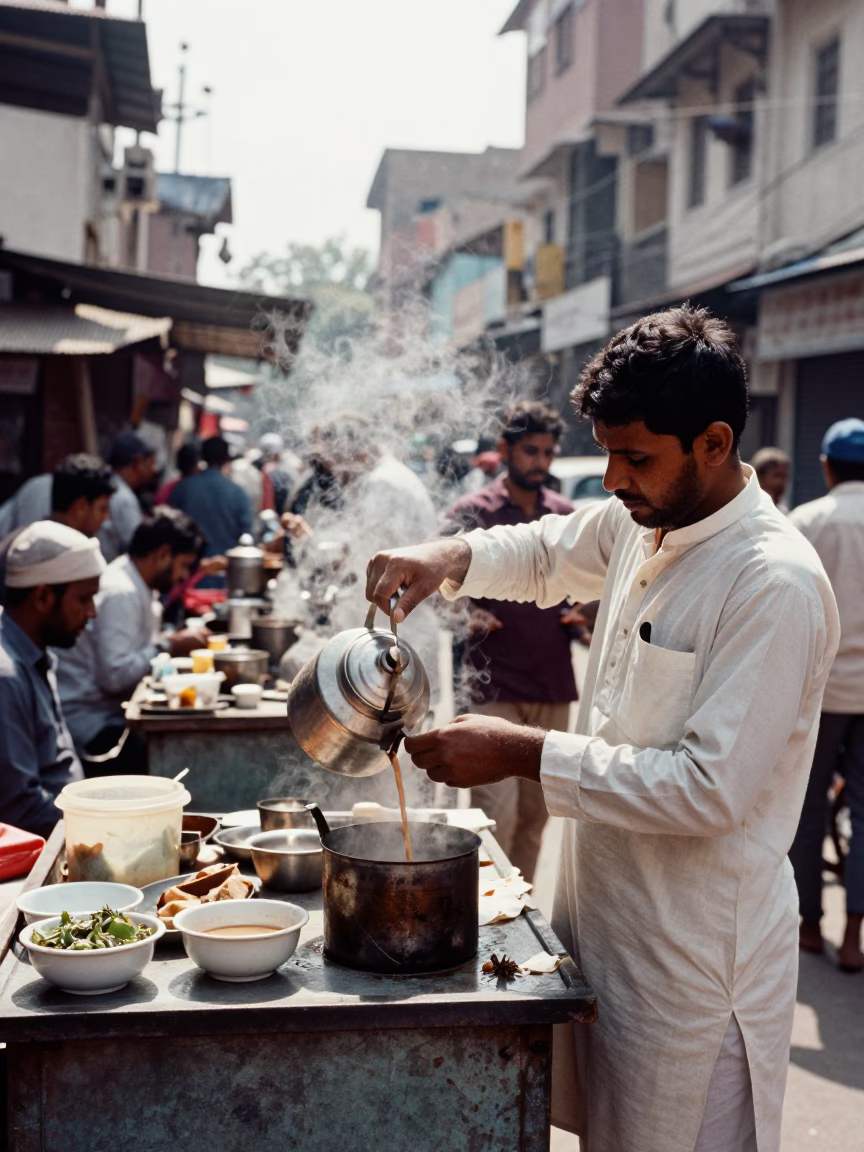 Hyderabad Street Stall at The Flat Glare Of Noon Light in in Hyderabad, India