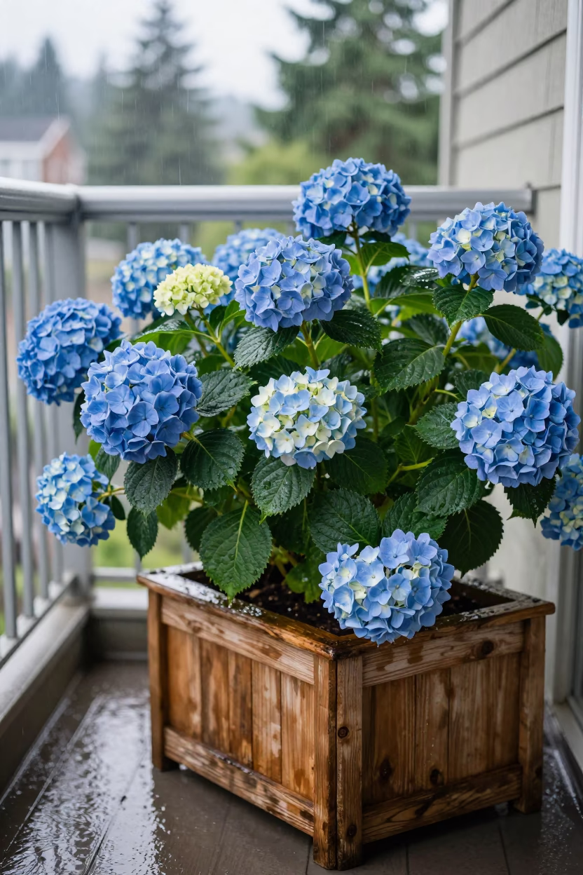 Hydrangeas at Flat Noon Light in in Seattle, United States