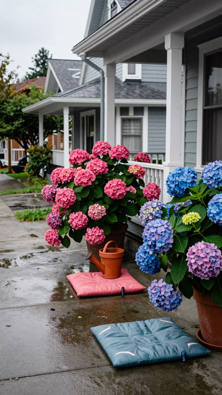 Hydrangeas in Portland at Midday Light in in Portland, Oregon, United States