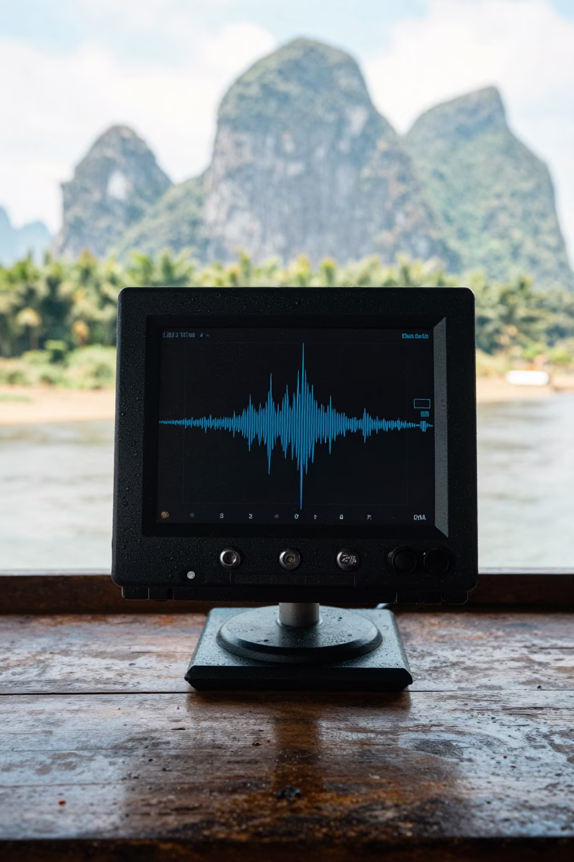 Hydrophone Monitor Spiking Blue Traces Guilin in in Guilin