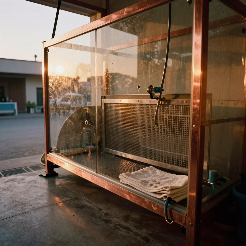 Hydrotherapy Filter Tray in Larkana Dog Wash in at a self-serve dog wash station in Larkana