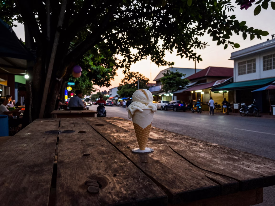 Ice Cream at Nautical Dawn Light in Phnom Penh in in Phnom Penh, Cambodia