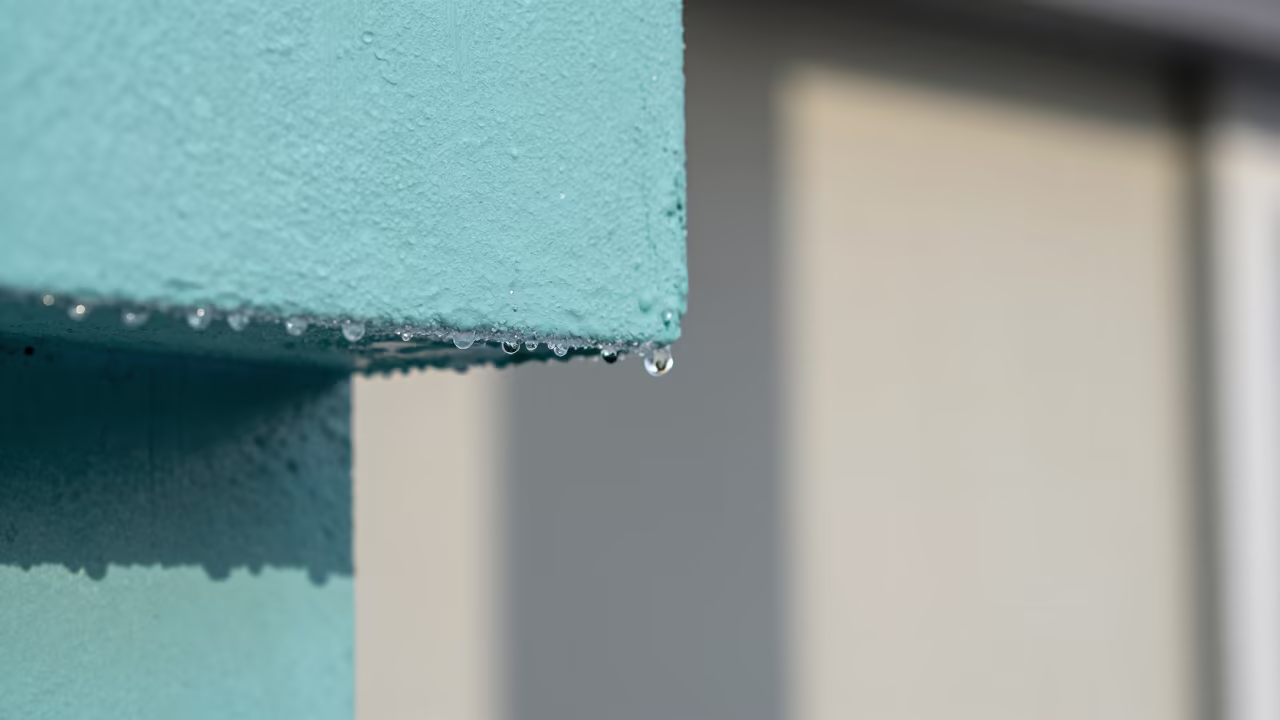 Ice Crystal Edge Beside Turquoise Paint in against weathered turquoise paint in Kiruna