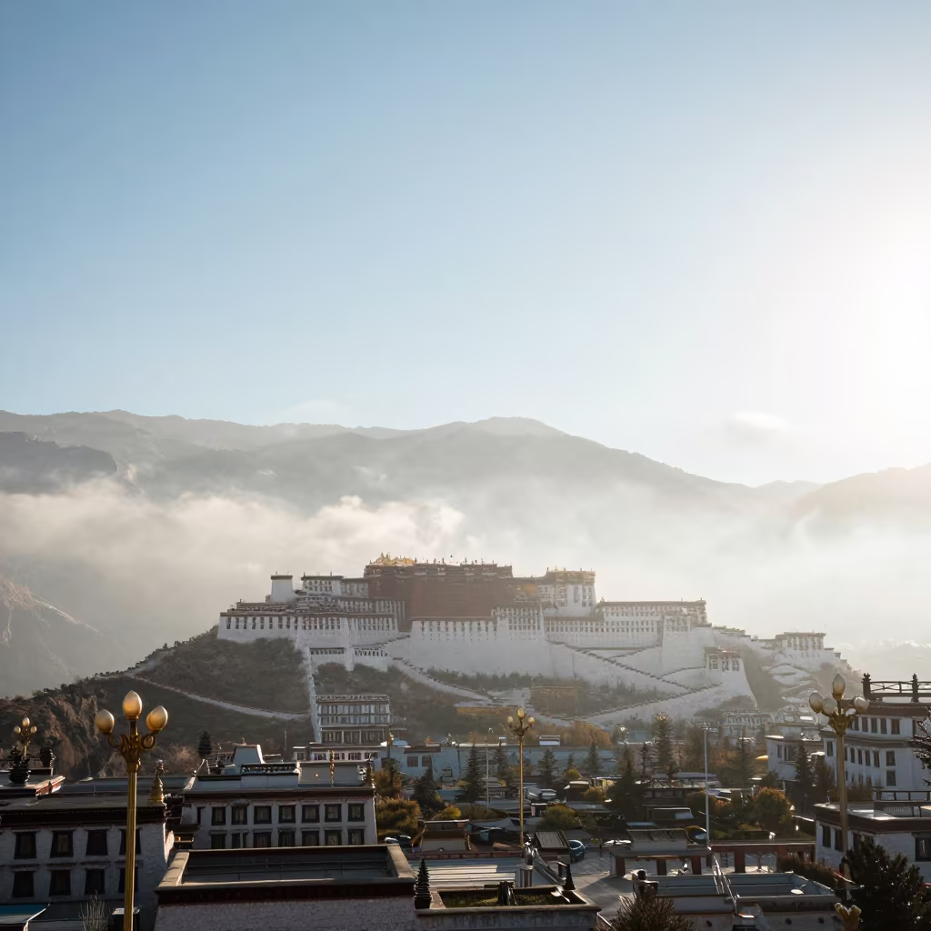 Ice Fog Halos Glow Tibet Plain Afternoon in across a storm-bright plain in Tibet