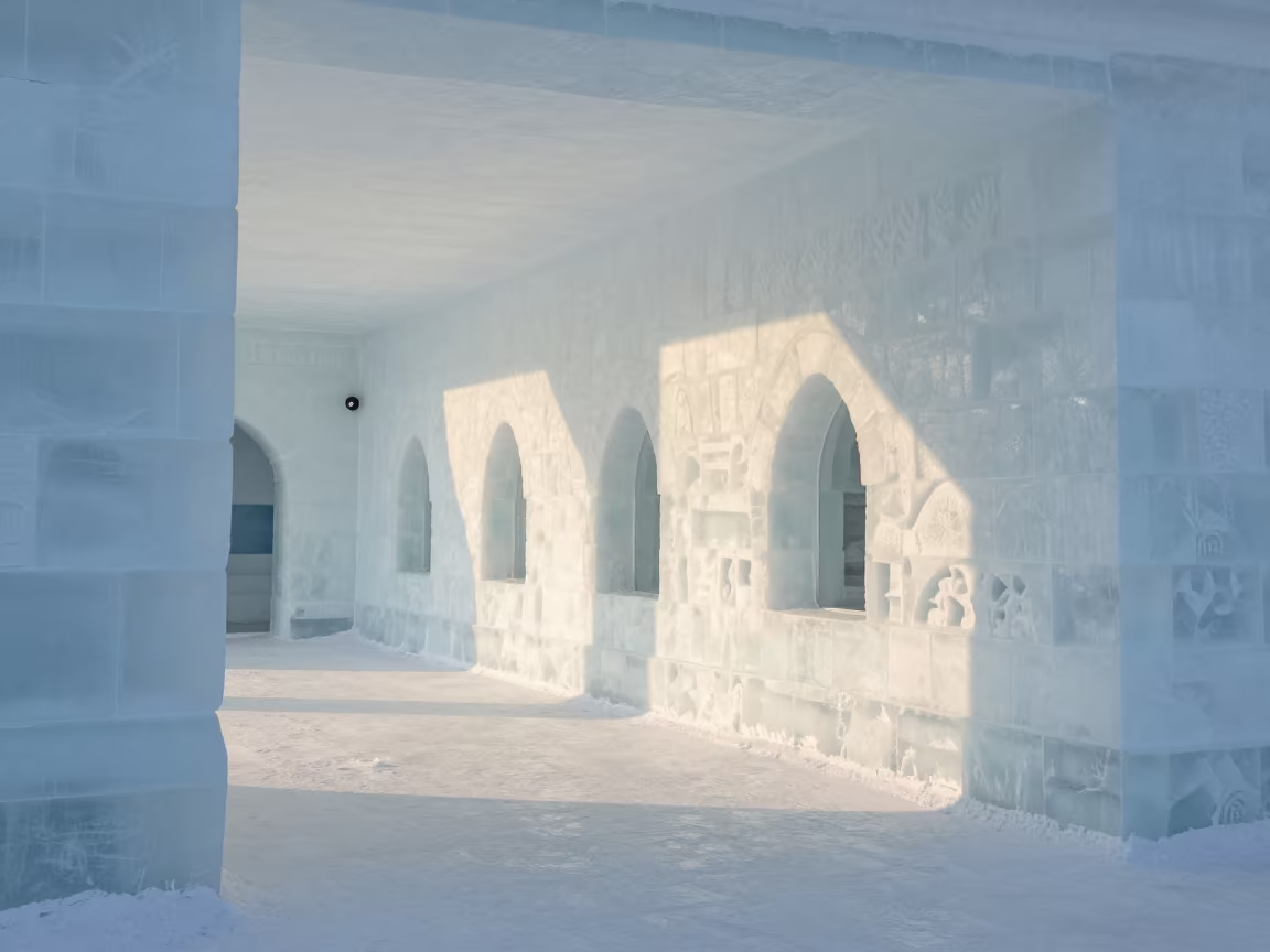 Ice Hotel Lobby with Carved Walls in Narnaul in inside a hotel lobby near Narnaul