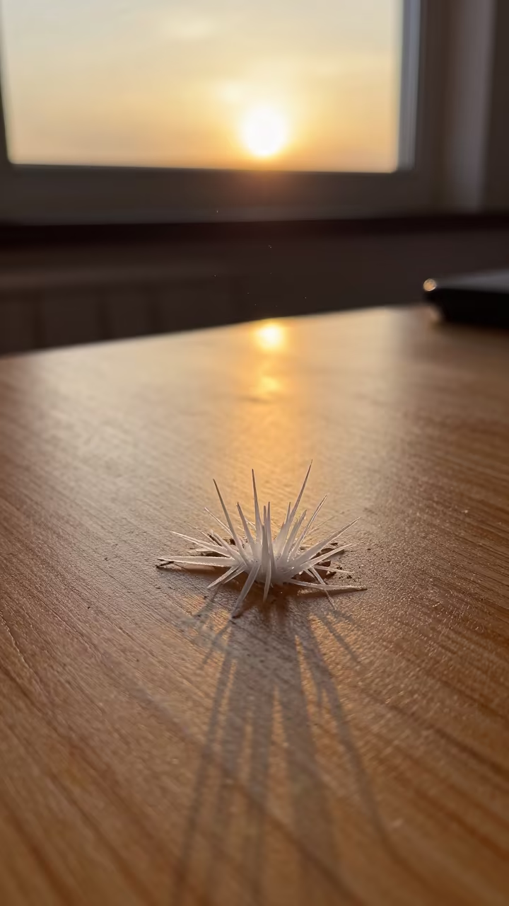 Ice Needles Rising on Oslo Desk at Sunset in on a writing desk in Oslo