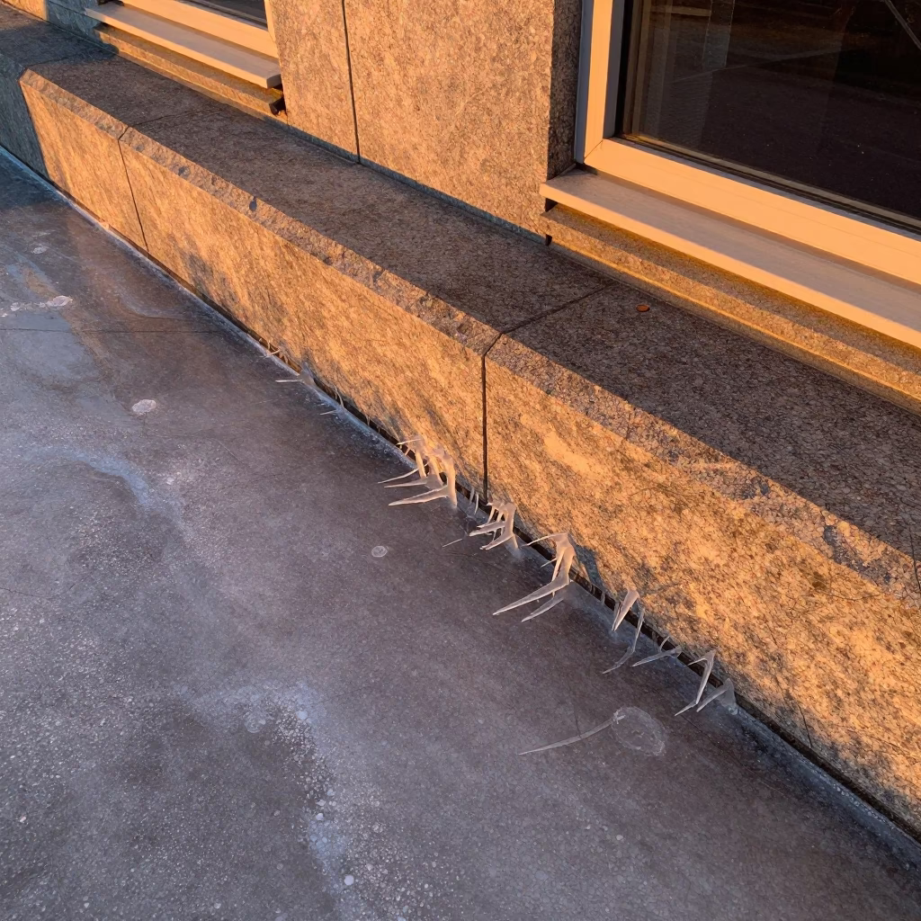 Ice Needles on Oslo Stone at Sunset in on a stone ledge in Oslo
