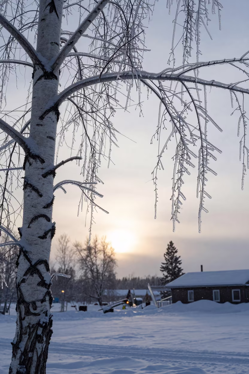 Ice Storm Coating Branches Near Fairbanks in near Fairbanks