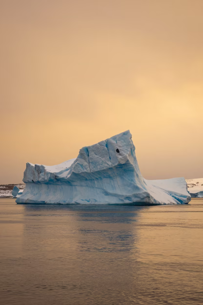 Iceberg in Norway Floodplain Evening Light in across a floodplain after rain in Norway