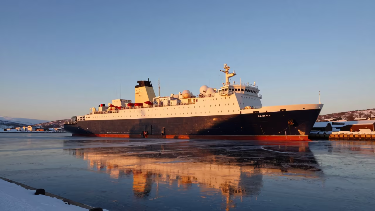 Icebreaker at Rest in Oslo Harbor Winter in near Oslo
