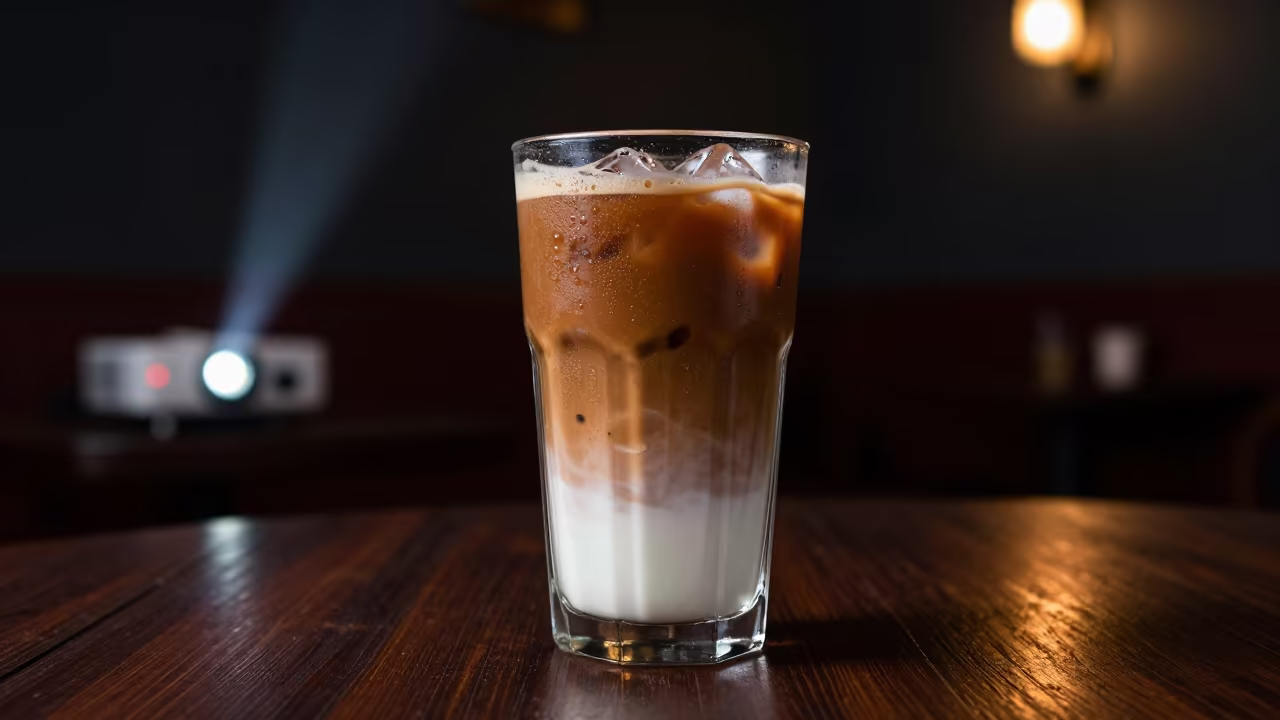 Iced Vietnamese Coffee in Trujillo Diner in at a roadside diner table in Trujillo