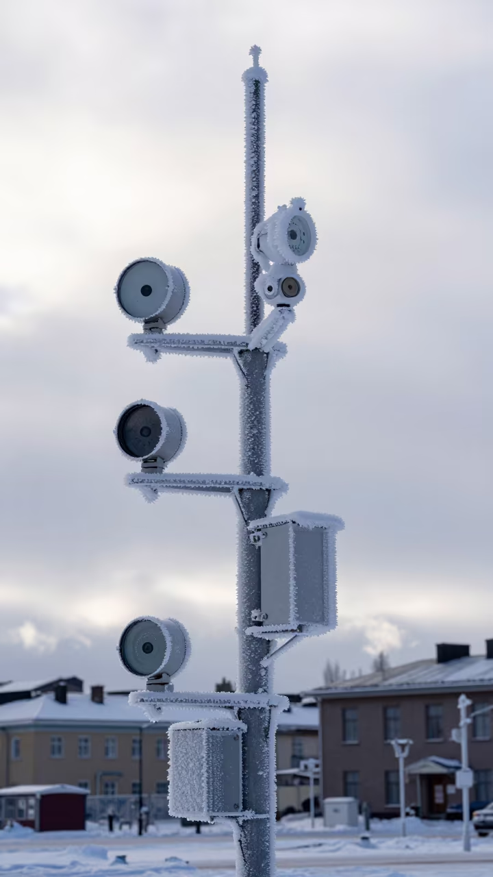Iced Weather Station Mast Helsinki Winter in in Helsinki